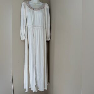 Vintage Creamy-white Maxi Dress long sleeve crochet gown union tag